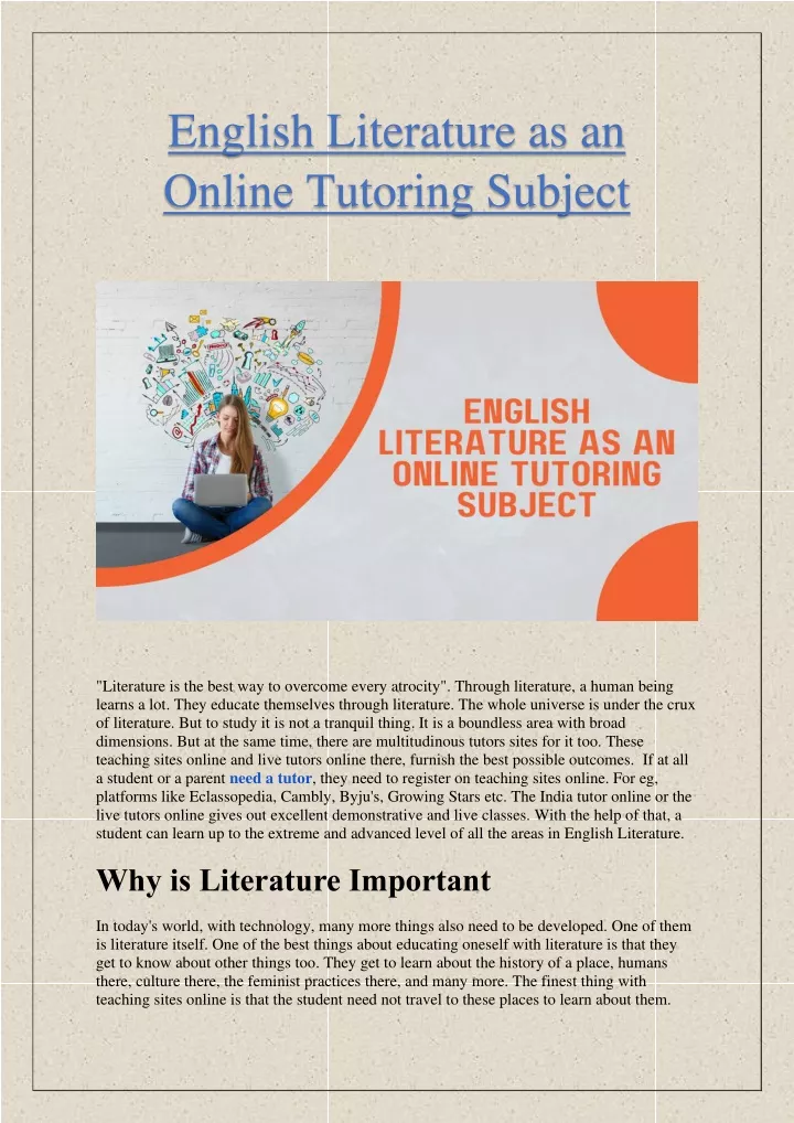 english literature as an online tutoring subject