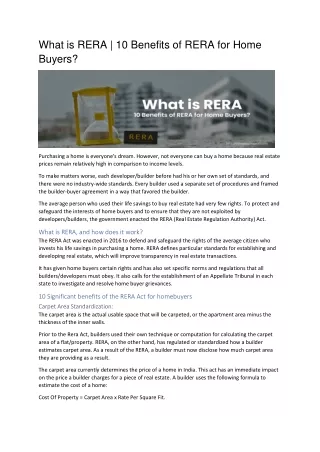 What is RERA | 10 Benefits of RERA for Home Buyers?