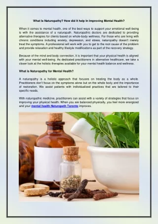 What Is Naturopathy How did It help In Improving Mental Health