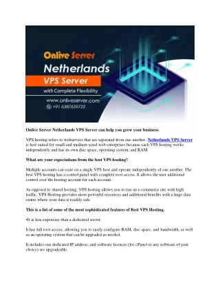 Onlive Server Netherlands VPS Server can help you grow your business