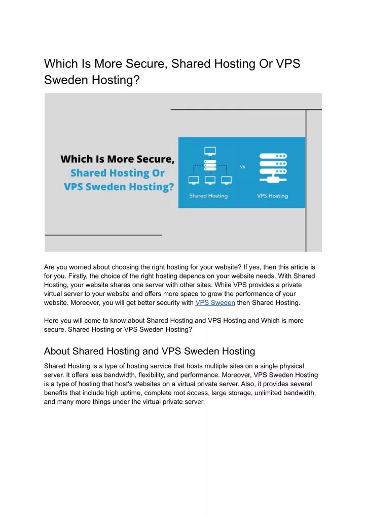 which is more secure shared hosting or vps sweden