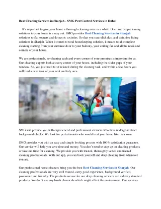 Best Cleaning Services in Sharjah - SMG Pest Control Services in Dubai_organized