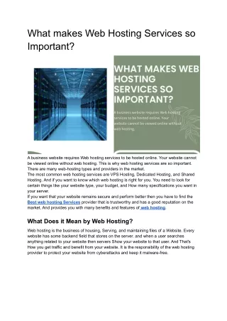 what makes web hosting services so important