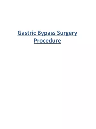 gastric bypass surgery procedure