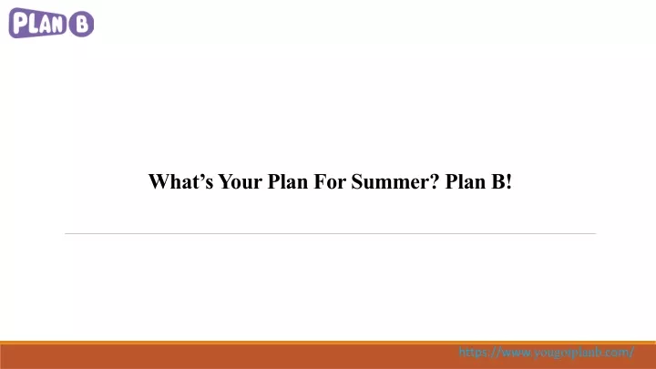 what s your plan for summer plan b