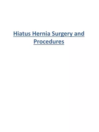 hiatus hernia surgery and procedures
