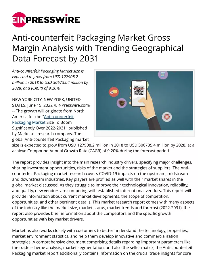 anti counterfeit packaging market gross margin