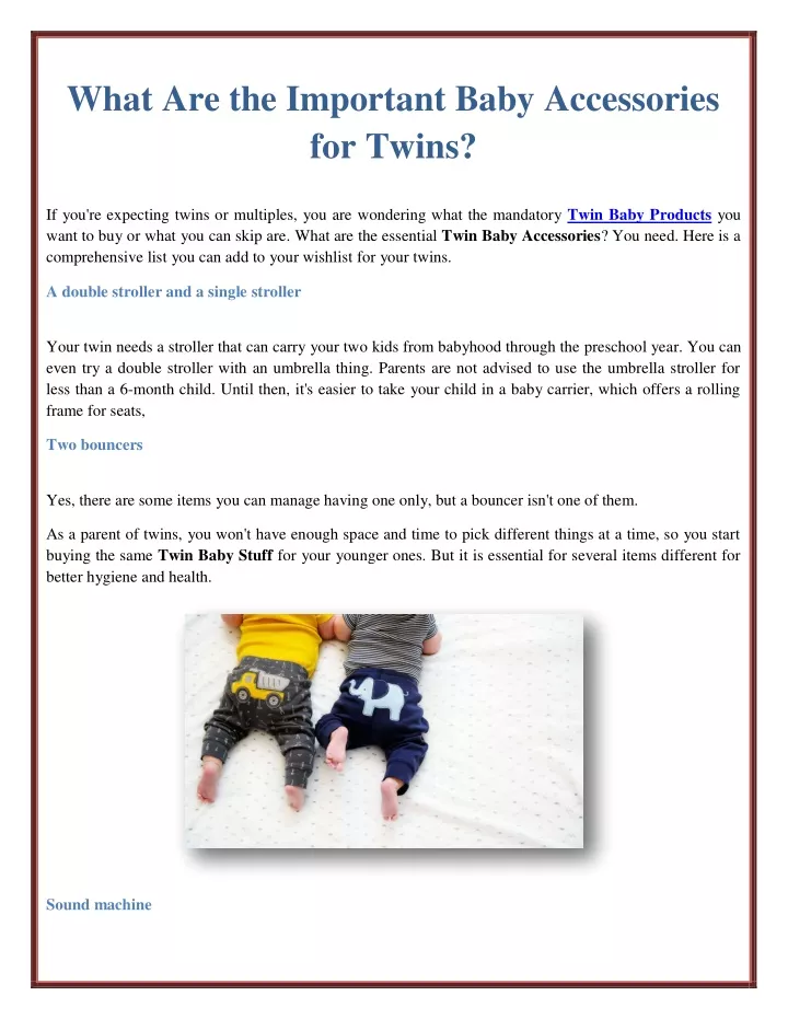 what are the important baby accessories for twins