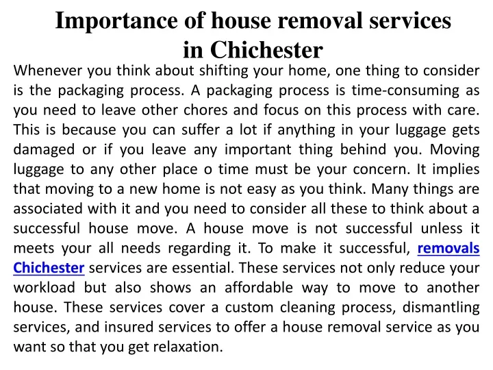 importance of house removal services in chichester