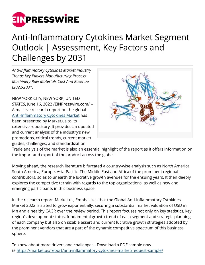 anti inflammatory cytokines market segment