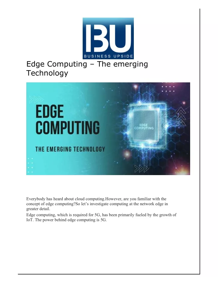 edge computing the emerging technology