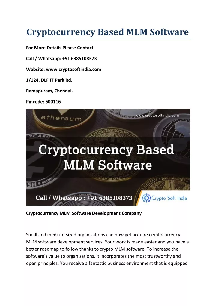 cryptocurrency based mlm software