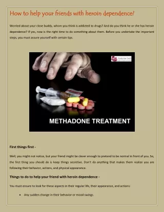 how to help your friends with heroin dependence