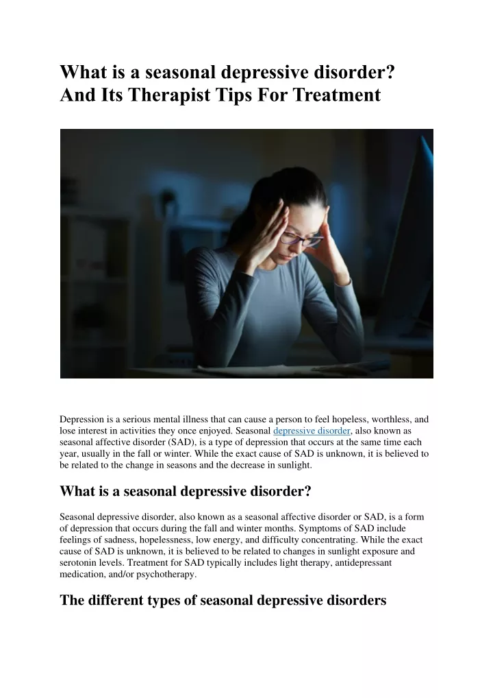what is a seasonal depressive disorder