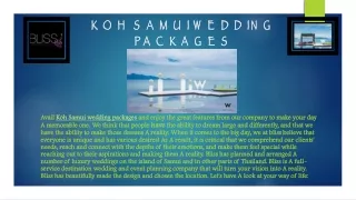 AVAIL KOH SAMUI WEDDING PACKAGES