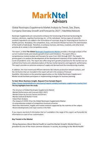 global nootropics supplements market analysis