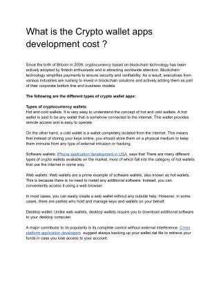 what is the crypto wallet apps development cost