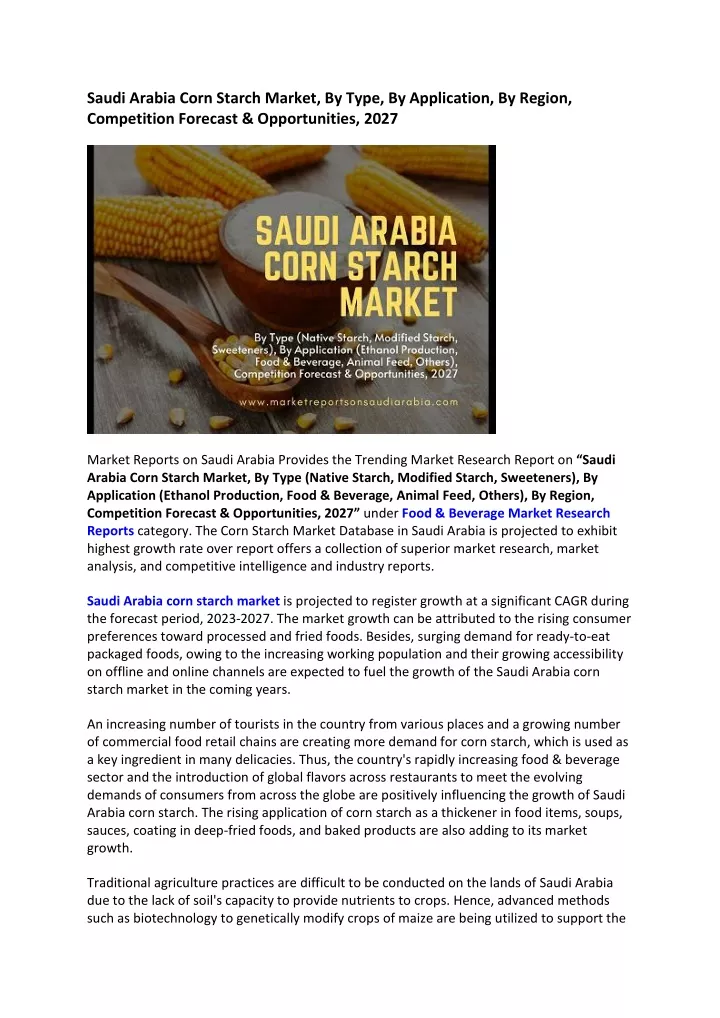 saudi arabia corn starch market by type