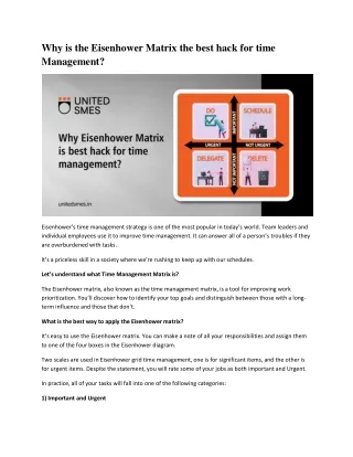 Why is the Eisenhower Matrix the best hack for time management