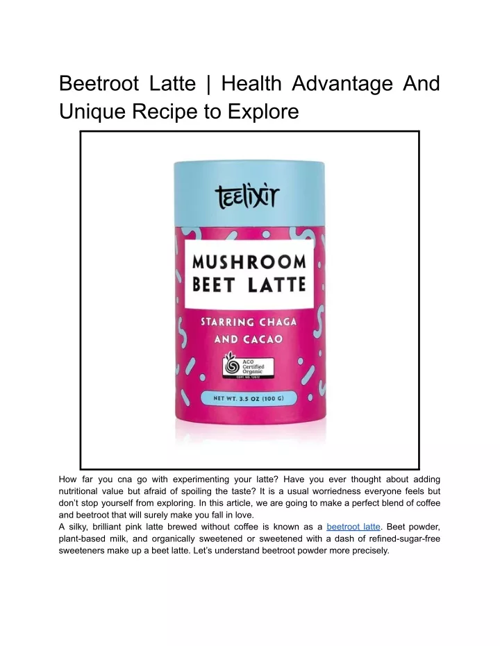 beetroot latte health advantage and unique recipe