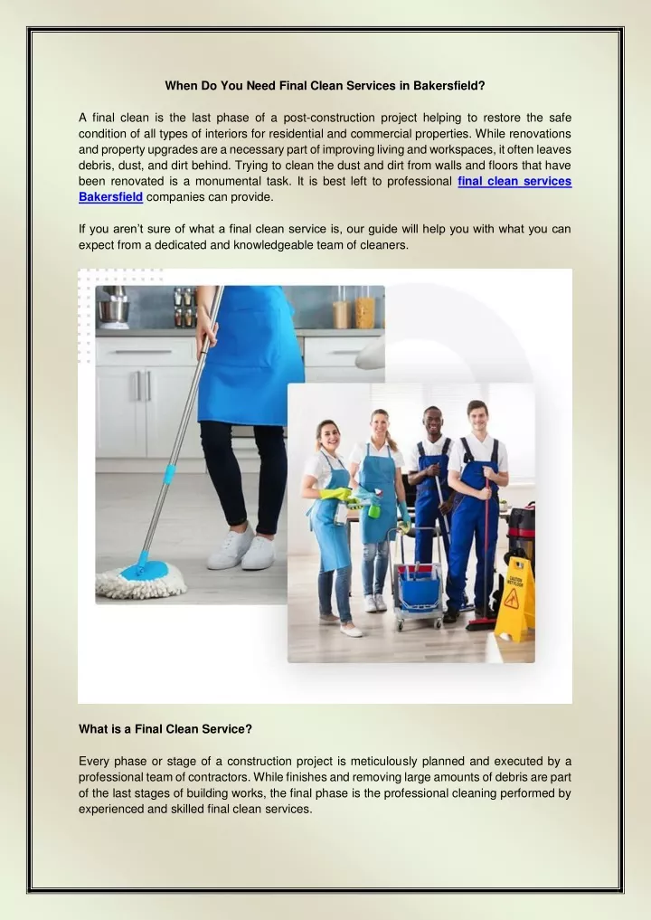 when do you need final clean services