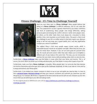 Fitness Challenge – It’s Time to Challenge Yourself