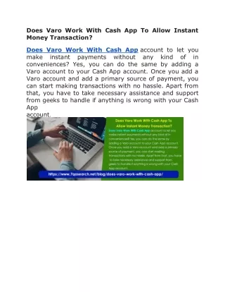 does varo work with cash app to allow instant