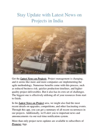 Stay Update on Latest News of Projects in India