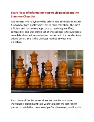 Every Piece of Information you would need about the Staunton Chess Set