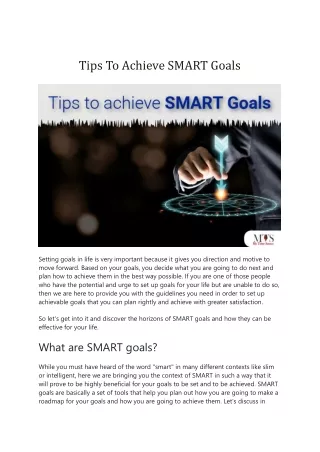 Tips To Achieve SMART Goals