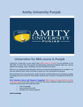 Universities for BBA course in Punjab
