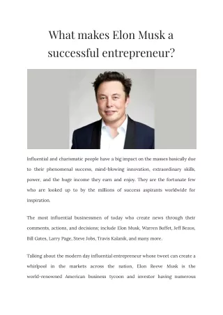 what makes elon musk a successful entrepreneur