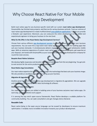 Why Choose React Native For Your Mobile App Development