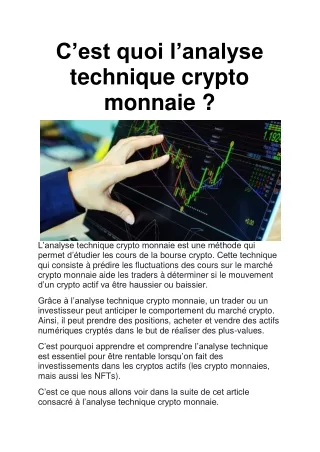 Analyse technique crypto monnaie : qu'est ce que c'est ?
