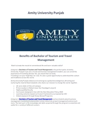 Benefits of Bachelor of Tourism and Travel Management