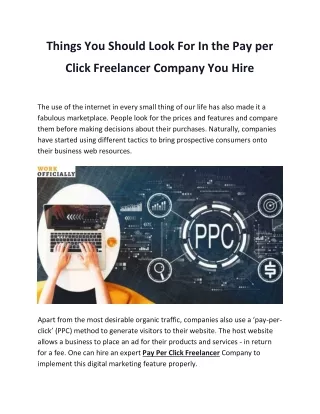 Things You Should Look For In the Pay per Click Freelancer Company You Hire