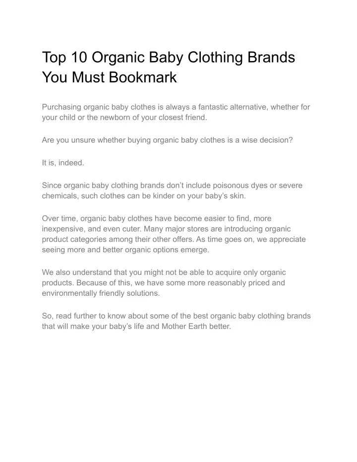top 10 organic baby clothing brands you must