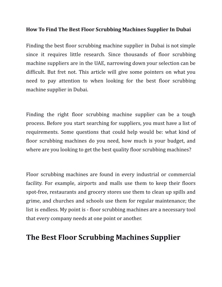 how to find the best floor scrubbing machines