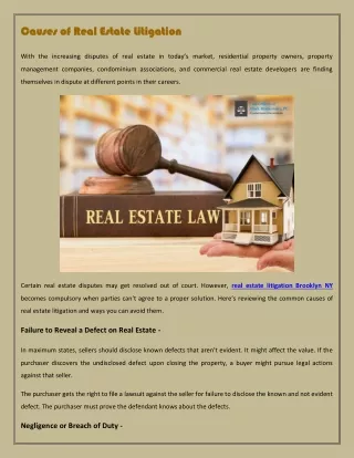 causes of real estate litigation causes of real