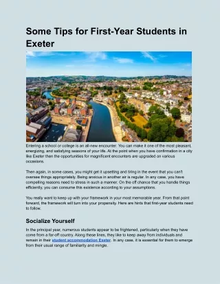 Some Tips for First-Year Students in Exeter
