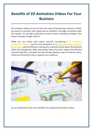 benefits of 2d animation videos for your business