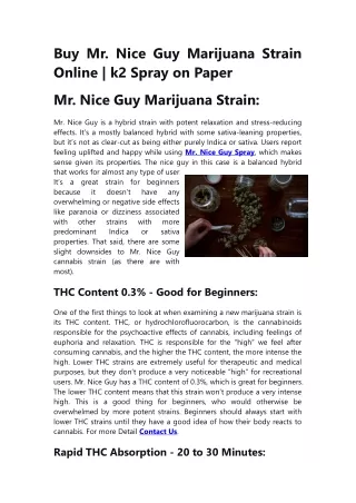 Buy Mr. Nice Guy Marijuana Strain Online  k2 Spray on Paper