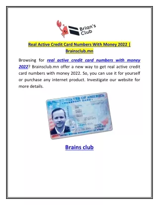 Real Active Credit Card Numbers With Money 2022 Brainsclub.mn