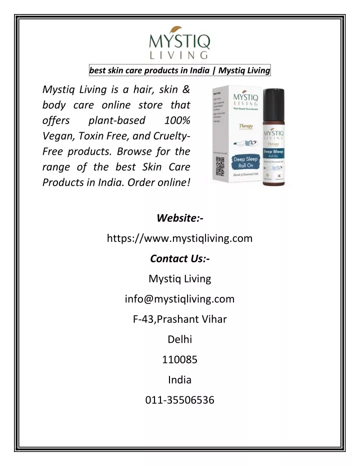 best skin care products in india mystiq living