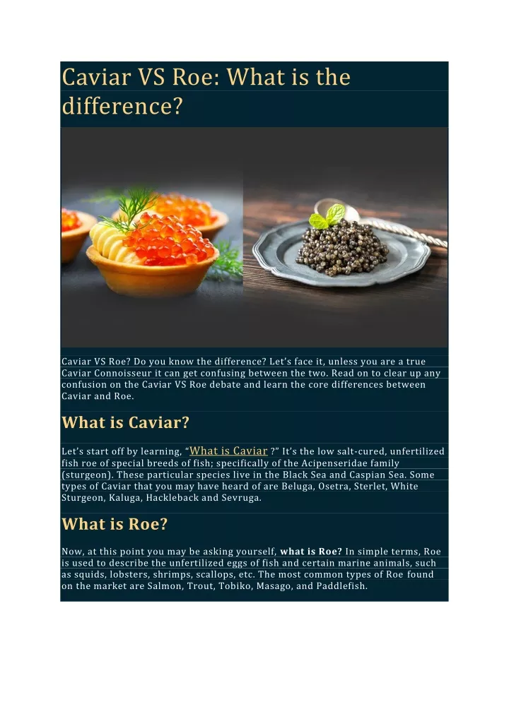 caviar vs roe what is the difference