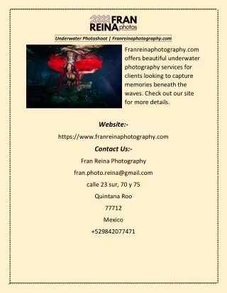 underwater photoshoot franreinaphotography com