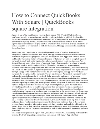 how to connect quickbooks with square quickbooks