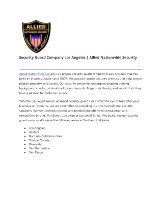 Security Guard Company Los Angeles _ Allied Nationwide Security