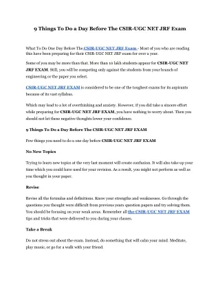 9 things to do a day before the csir
