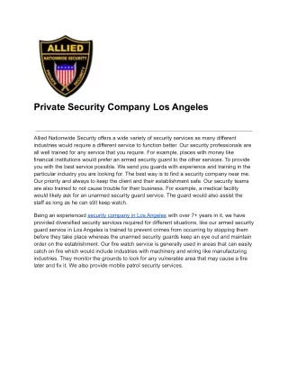 Private Security Company Los Angeles